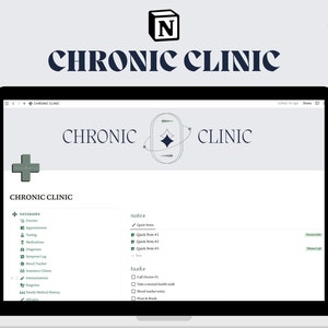 Chronic Clinic: Notion Chronic Illness Health Tracker for Insurance, Testing, Medical History, Doctors, Appointments, Mood, Symptoms Diary
