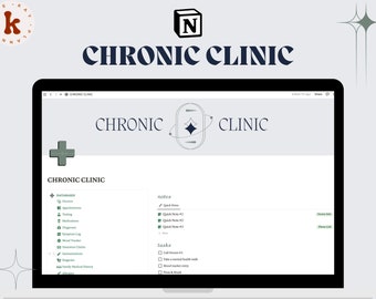 Chronic Clinic: Notion Chronic Illness Health Tracker for Insurance, Testing, Medical History, Doctors, Appointments, Mood, Symptoms Diary