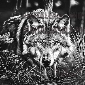 Laser Engrave File 3D Illusion PNG For Engraving Glowforge Design For Laser PNG Burn Digital File Wolf Art Files Tiger Art zdjęcie 1