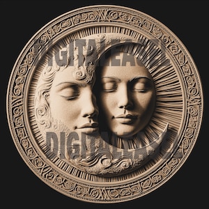 Arquivo de gravação a laser | Ilusão 3D | PNG para gravação | Glowforge | Design para laser | Queima de PNG | Arquivo digital | Astrologia | Tarô Sol Lua