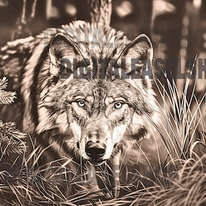 Laser Engrave File 3D Illusion PNG For Engraving Glowforge Design For Laser PNG Burn Digital File Wolf Art Files Tiger Art zdjęcie 2