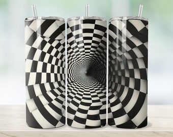 Vortex Optical Illusion 20-ounce Skinny Tumbler Wrap Abstract Digital Art File Instant Download Sublimation and Wrap