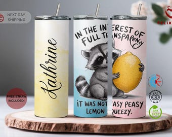 Trash Panda Tumbler: Funny Raccoon Lover Gift, Personalized Water Bottle