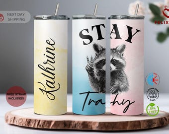 Personalized Raccoon Tumbler: Funny Trash Panda Water Bottle