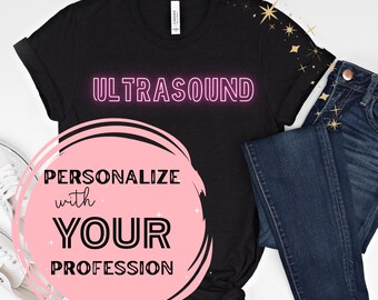 Personalized Neon Healthcare T-Shirt: Rad Tech, Nurse, Ultrasound Tech