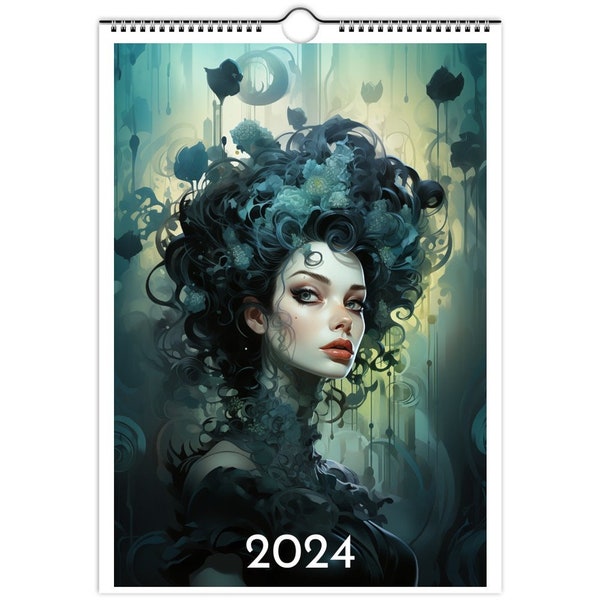 Wandkalender 2024 Fantasy Kalender 2024 Gothic Planer 2024 - Perfect gift for gothic lovers