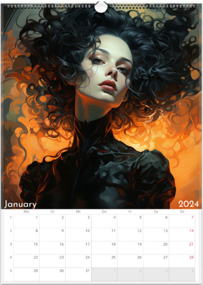 Wall Calender Fantasy Kalender 2024 Gothic Horror Calender 2024 Magical