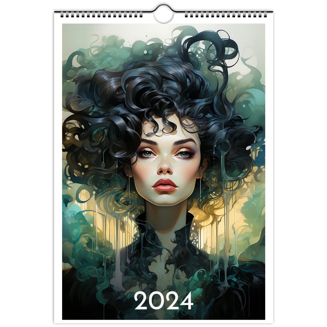 Wandkalender Fantasy Kalender 2024 Gothic Horror Kalender 2024 Zauberhaftes Geschenk Perfektes 