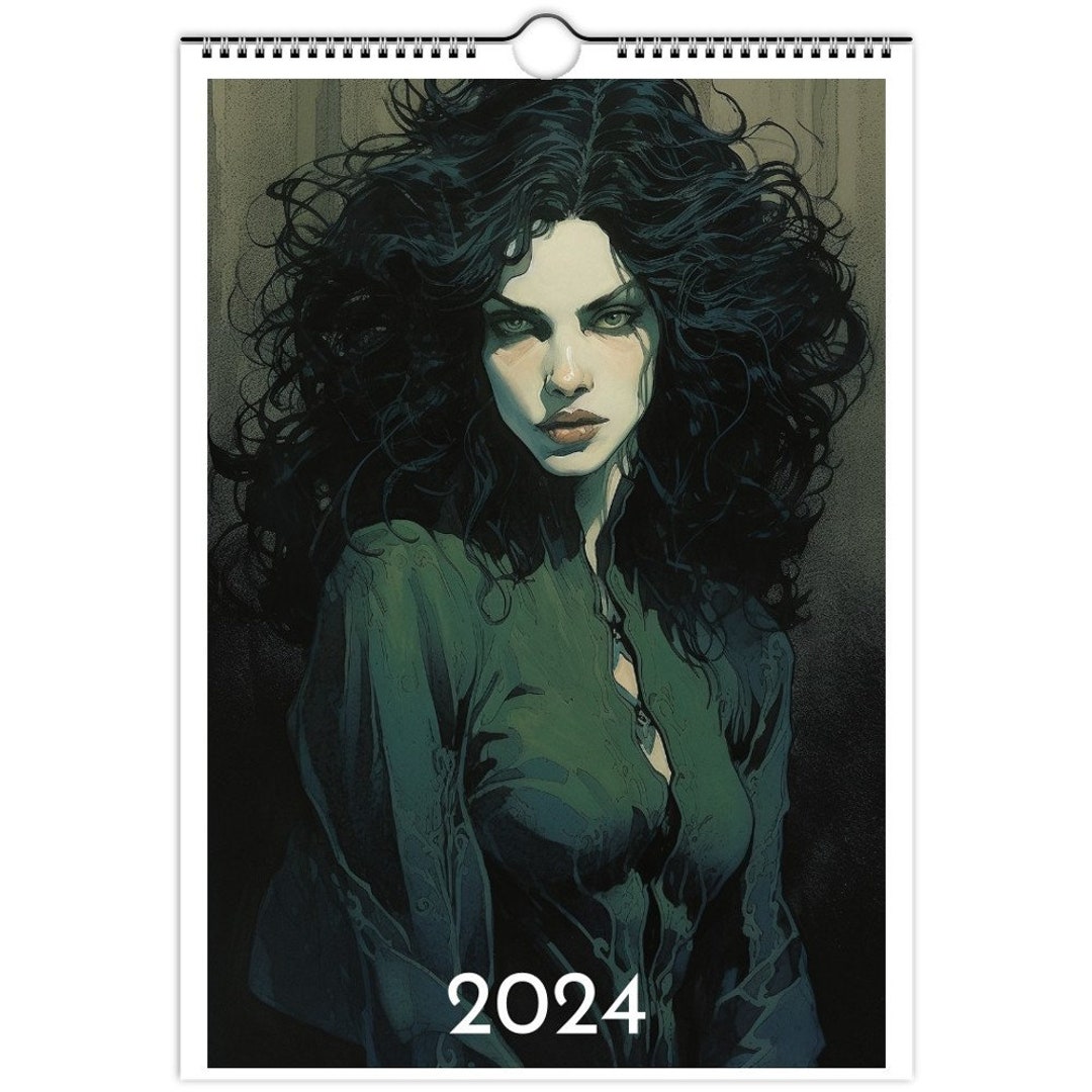 Wandkalender 2024 Vampir Kalender 2024 Gothic Horror Kalender Fantasy