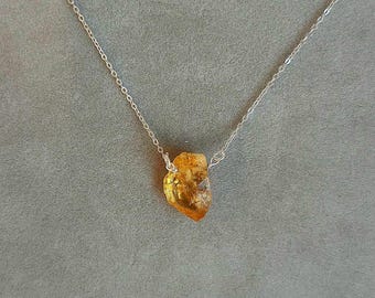 Raw Citrine Necklace & Earrings | Citrine Crystal  Necklace| Natural Genuine Citrine Pendant| Healing Crystal Necklace | November Birthstone