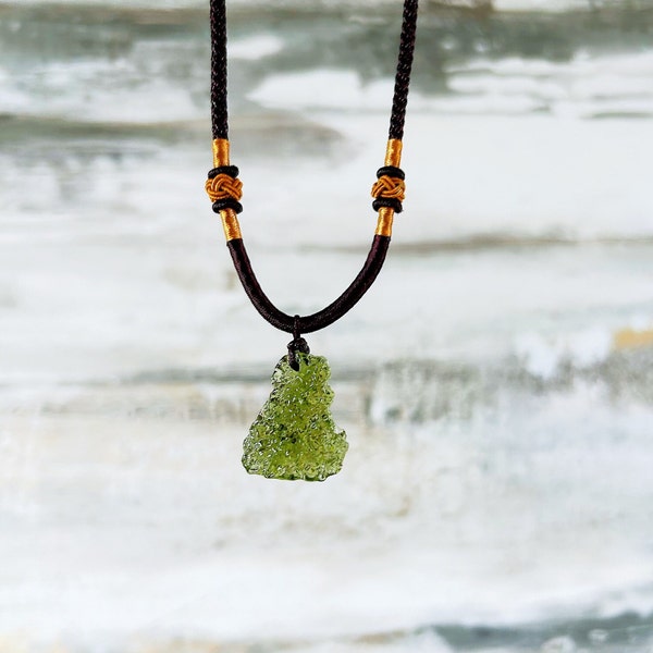 Raw Moldavite Crystal Necklace, Moldavite Stone, Moldavia Crystal Necklace, Healing Jewelry, Raw Moldavite Pendant, Gifts for her