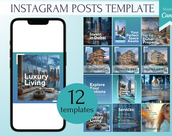 Canva Templates Instagram Post | 12 Canva Template for Real Estate Agency | Instagram Posts | Social Media Manager Posts