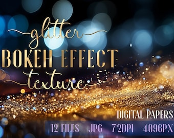 Glitter Digital Paper. Bokeh effect texture backgrounds