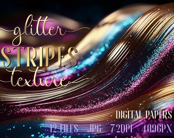 Glitter Digital Paper. Magenta Gold Golden Stripes texture backgrounds
