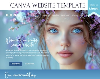 Canva Website Template for Beauty services. One Page | Sales page | Website Template | Site | Landing Page | Theme | One Page | Web Site