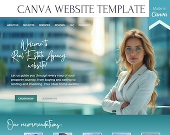 Canva Website Template for Real Estate Agency. One Page | Sales page | Website Template | Site | Landing Page | Theme | One Page | Web Site