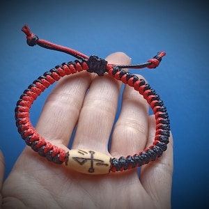 Magiczna Bransoletka "Szczęście" Drewniany Sznur Potężny Rytuał Zaklęć Mocny Talizman Czerwony Czarny Pomocnik Amulet Spalone Symbol Ozdoba Szyi Energetyczny