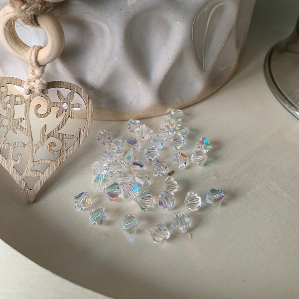 Swarovski Crystal Beads, Crystal AB, Bicone Beads, Crystal 4mm, Faceted Crystal Beads, AB Beads, Swarovski Beads, AB, Crystals