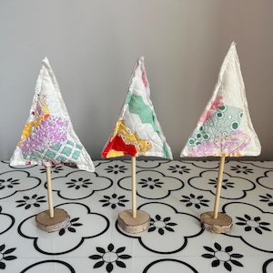 Vintage Quilt Flower Tree Decoration Floral Quilted Patchwork Tree Ornament
