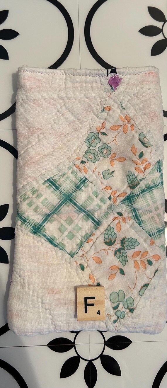 Quilted Glasses Case, Quilt Flower Sunglasses Holder, Repurposed