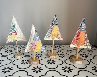 Quilted Christmas Tree Ornament: Vintage Cottagecore Decor