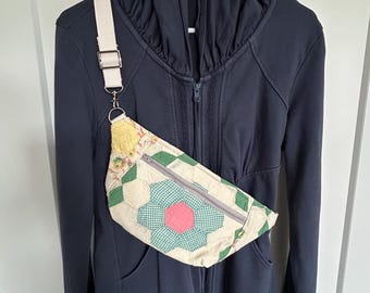 Upcycled Vintage Quilt Fanny Pack: Repurposed Belt Bag with Adjustable Strap