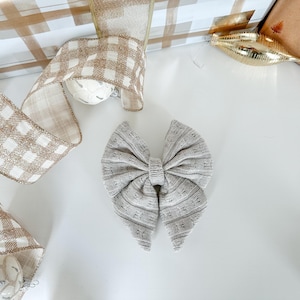 Handmade Gray Sweater Weather Sailor Bow Cat and Dog Bows, Dog BowTie, Cat Bow Tie,  Slide over Collar