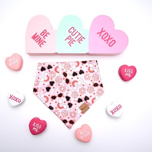 Handmade Valentines Day Lollipop & Sunglasses Sport Lycra Holiday Design Bandana, Cat Bandana, Pet Bandana, Snap On Bandana, Tie On Bandana