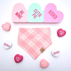 Handmade Bubblegum Pink Gauze Valentines Day Bandana, Cat Bandana, Pet Bandana, Snap On Bandana, Tie On Bandana