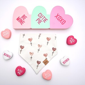 Handmade Lollipop Love Valentines Day Bandana, Cat Bandana, Pet Bandana, Snap On Bandana, Tie On Bandana