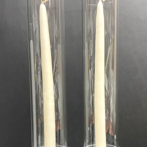 透明ガラスピラーキャンドルホルダーセンターピースキャンドル2個付き 3x5.5インチ