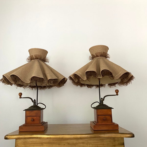 Two antique lamps are made of a handmade coffee grinder The beginning of 1900