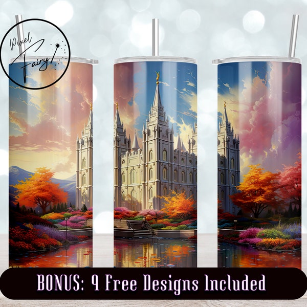 LDS Temple Tumbler Wrap Sublimation PNG Digital Utah Mormon