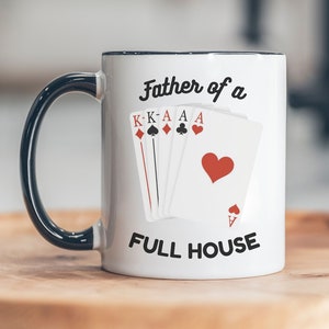 Padre de una taza de café de casa completa, naipes de póquer taza de café divertida, regalo de cumpleaños de papá de la hija, regalos de papá del hijo, regalo del marido