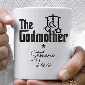 Godmother Coffee Cup, Baptism Gift for Her, 11oz, 15oz, Personalized Coffee Mug, Godparent Proposal, Mother&#39;s Day Present, Godfather Gift
