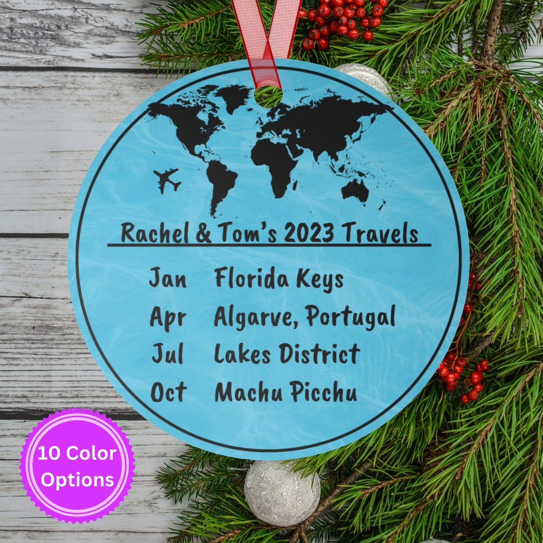 Personal Travel Ornament Custom Christmas Ornament Ornament for Travel Lovers Travelers Ornament
