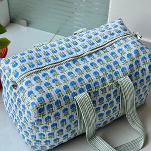 Large Cotton Duffle Luggage Bags Hand Block Print Quilted Fabric Weekender Bags for Women Gifts Handmade Colorful Travel Overnight Bags