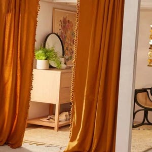 Living Room Curtains, Blackout Bedroom Cotton Curtains, Boho Curtains with Tassels, Curtains for Doors, Custom Size Curtains with All Colors