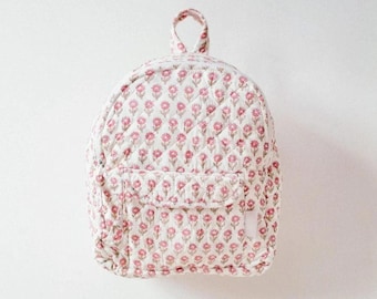 Large Cotton Quilted School Backpack Floral Backpack For Woman Custom Overnight Backpack Bohemian Picnic Backpack Holiday Backpack Daily Bag
