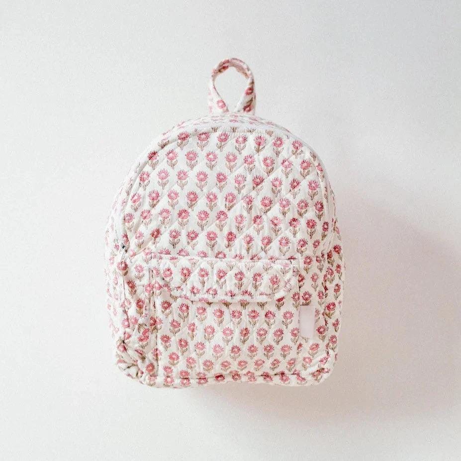 Large Cotton Quilted School Backpack Floral Backpack For Woman Custom Overnight Backpack Bohemian Picnic Backpack Holiday Backpack Daily Bag