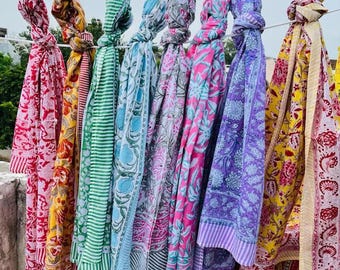 Różnorodne bawełniane chusty dla dziewczynek, letnia chusta na głowę, sarong boho z kwiatowym nadrukiem, chusta na włosy i szyję