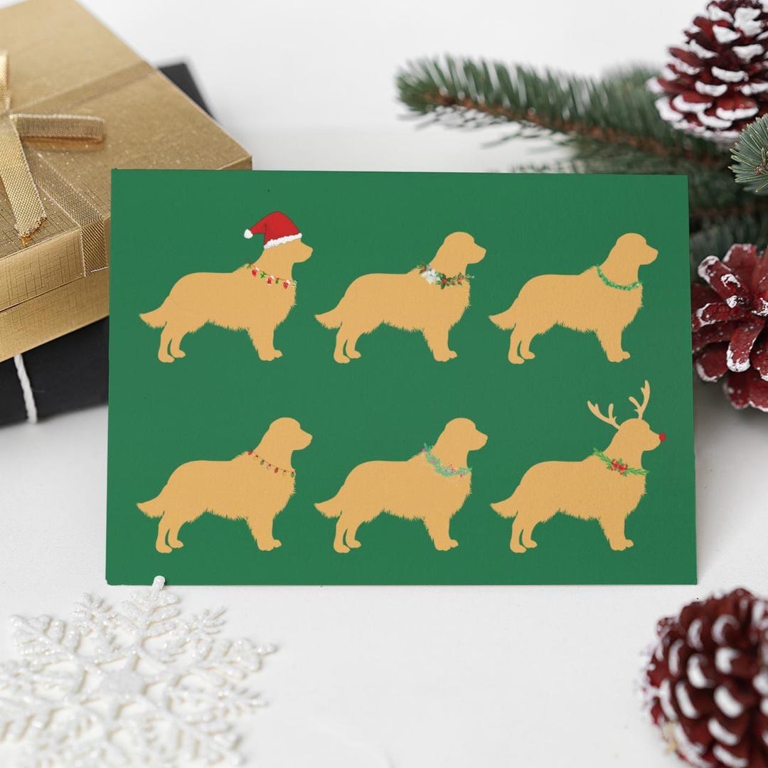 Golden Retriever Christmas Card | Holiday Dog Greeting - Etsy