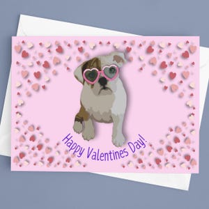 Carte de Saint-Valentin chiot bouledogue 30/10/50 paquet avec enveloppes pour amateur de bouledogue anglais, carte de chien mignonne et personnalisée pour femme ou petite amie