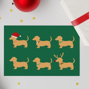 Dachshund Christmas Card | Cute wiener dog 5x7 inch holiday greeting for Dachsie lovers | Doxie X-mas card. 1 or 10, 30, 50 pack.