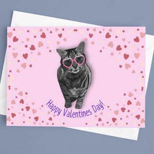 Carte de Saint-Valentin avec chat rayé gris tigre 30/10/50 paquet avec enveloppes pour amoureux des chats tigrés, jolie carte personnalisée pour femme