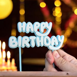 Personalised Blue Dog Cartoon Cake Topper | 3D Printed Birthday Decoration | Custom Cake Topper for Kids | Birthday Supplies