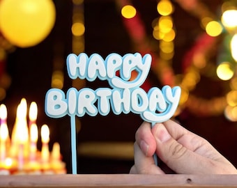 Blue Dog Happy Birthday Cake Topper | 3D Printed Party Decoration