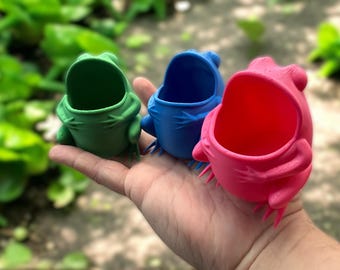 Mini vaso a forma di rana / stampato in 3D / portaoggetti fisso / da collezione