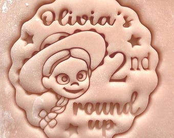 Personalized Cowgirl Biscuit | Western Birthday Party Cookie | Cowgirl Themed Party Treat | Wild West Children's Birthday M & S All Butter