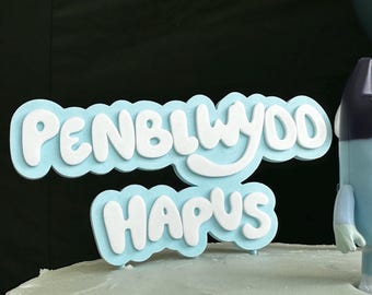 Blue Dog Cake Topper: Welsh Birthday Decoration, 3D Printed